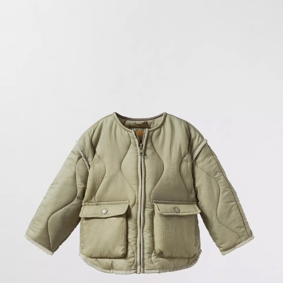 Zara Kids Olive Green Khali Quilted Jacket (Unisex, 4-5) - Picture 1 of 5